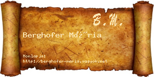 Berghofer Mária névjegykártya